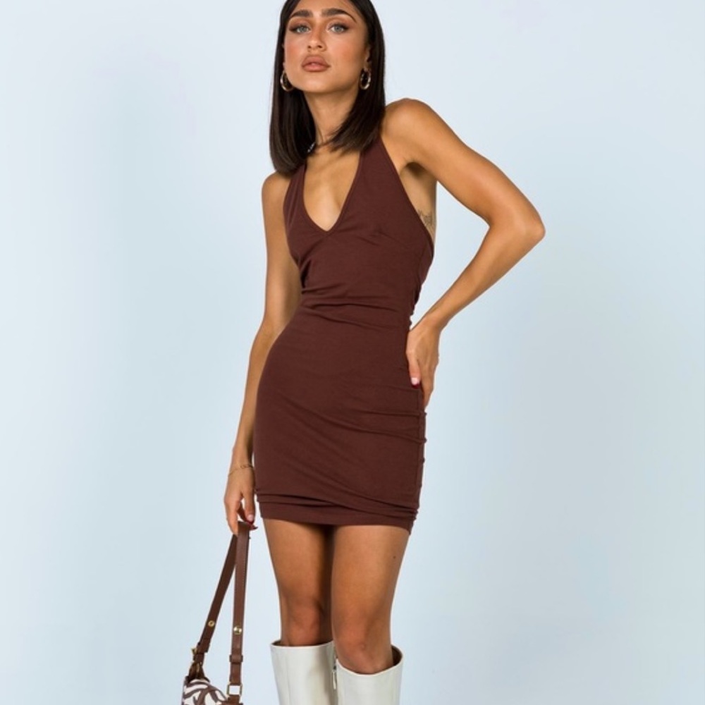 Princess Polly KOURTNEY MINI DRESS CHOCOLATE BROWN